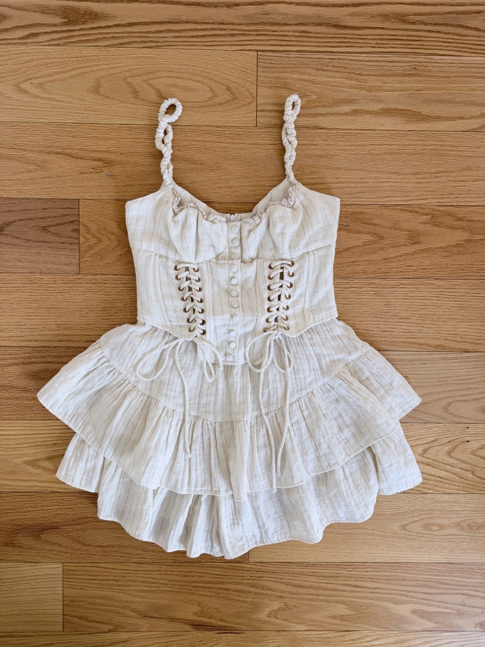 Women's Cream Ruffle Corset Tank Top